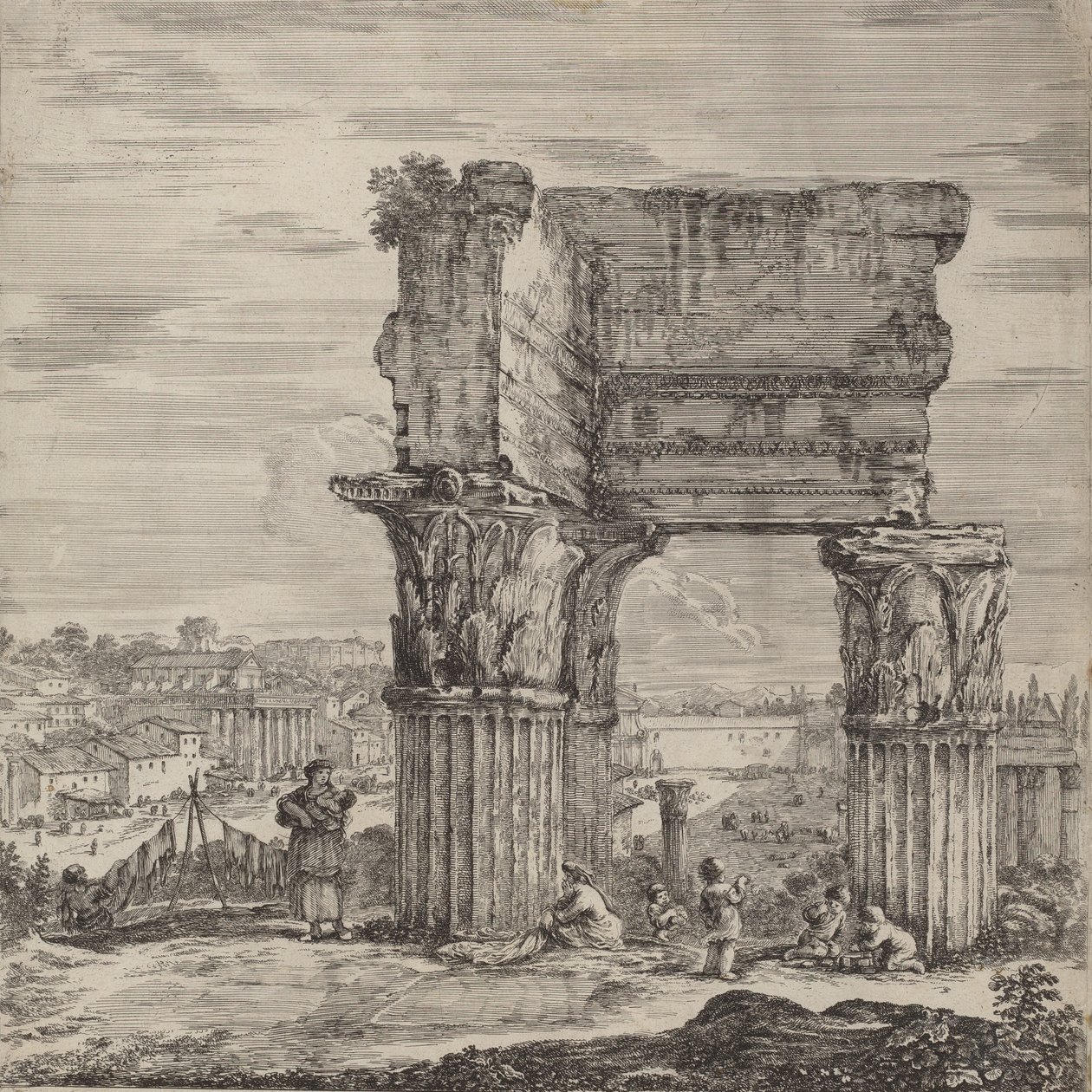 Temple of Concord och Forum Romanum, 1656. av Stefano della Bella