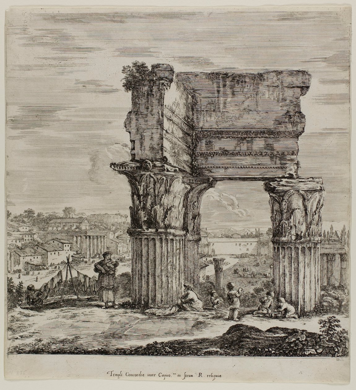 Concordiatemplet och Forum Romanum av Stefano della Bella