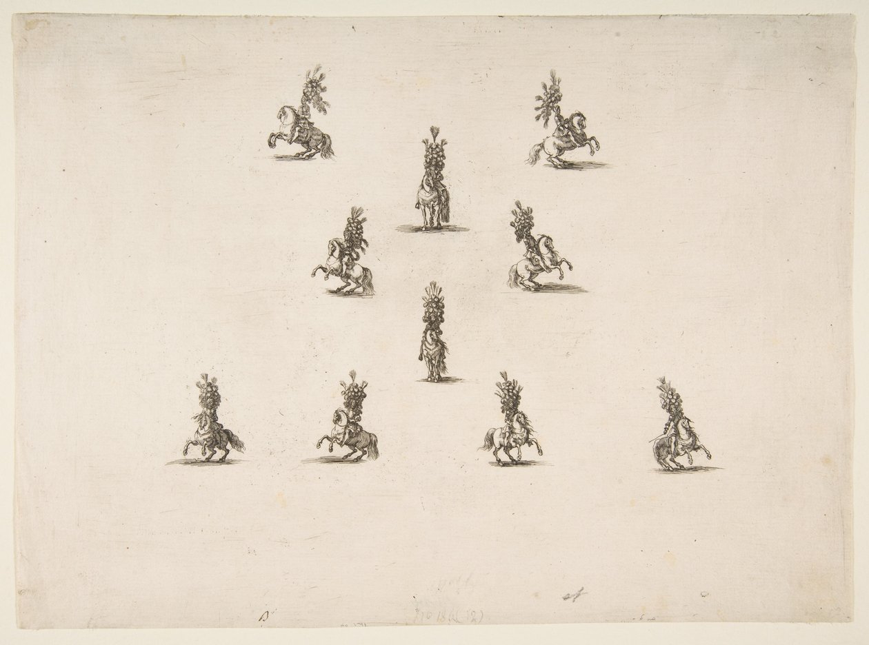 Tio kavaljerer inklusive fem bildar ett V, 1652. av Stefano della Bella
