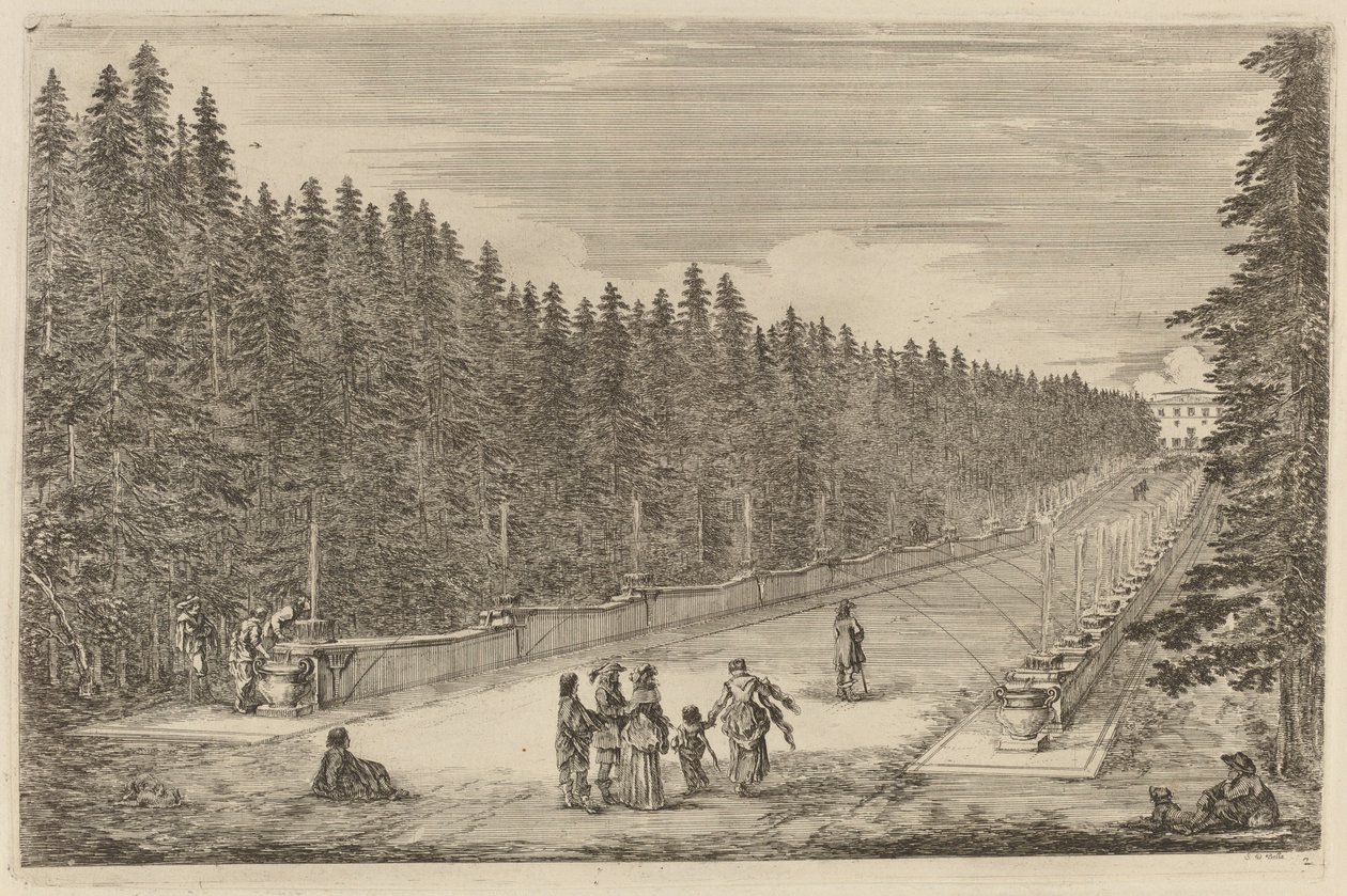 The Avenue of Fountains, troligen 1653. av Stefano della Bella