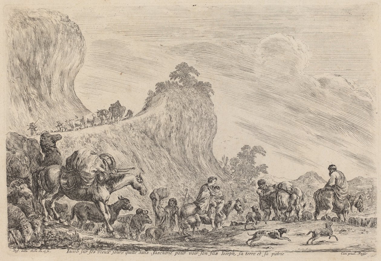 Jakobs avresa till Egypten, troligen 1647. av Stefano della Bella