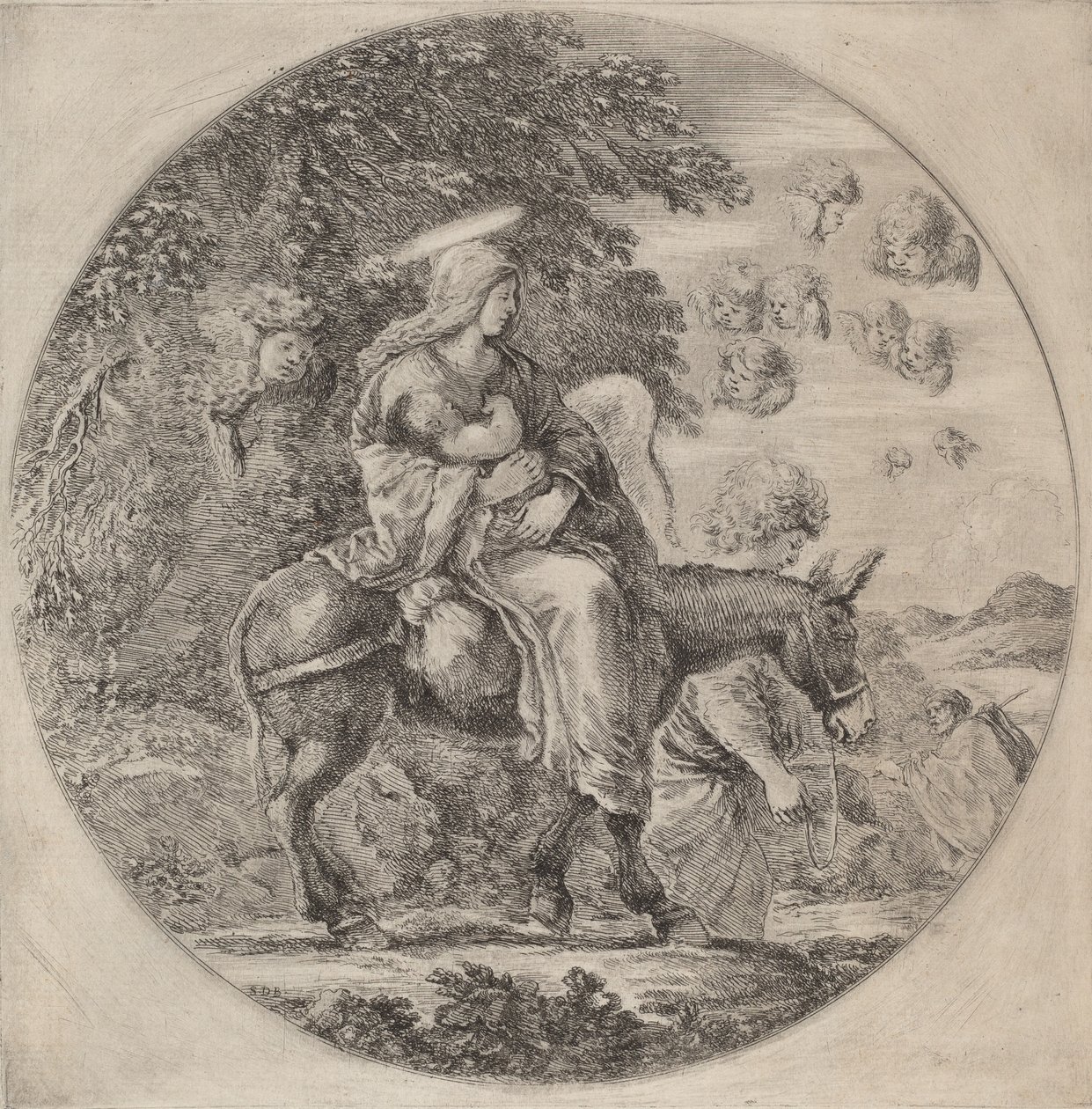 Flygningen till Egypten, troligen 1662. av Stefano della Bella