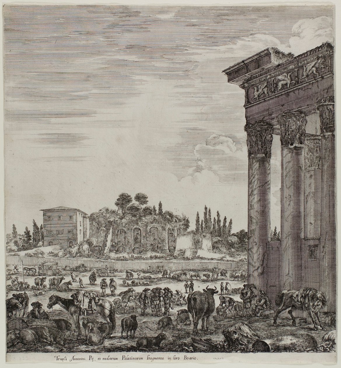 Antonins tempel och Campo Vaccino av Stefano della Bella