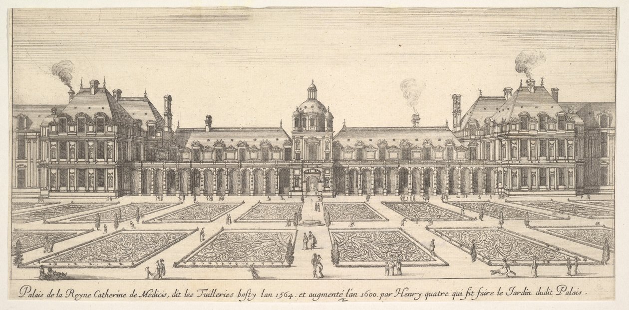 Catherine de Medicis palats, kallat Tuillerierna, från Olika vyer av anmärkning..., 1649-51. av Stefano della Bella