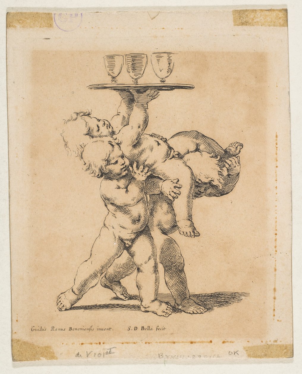 Tre barn med en bricka, ca. 1638. av Stefano della Bella