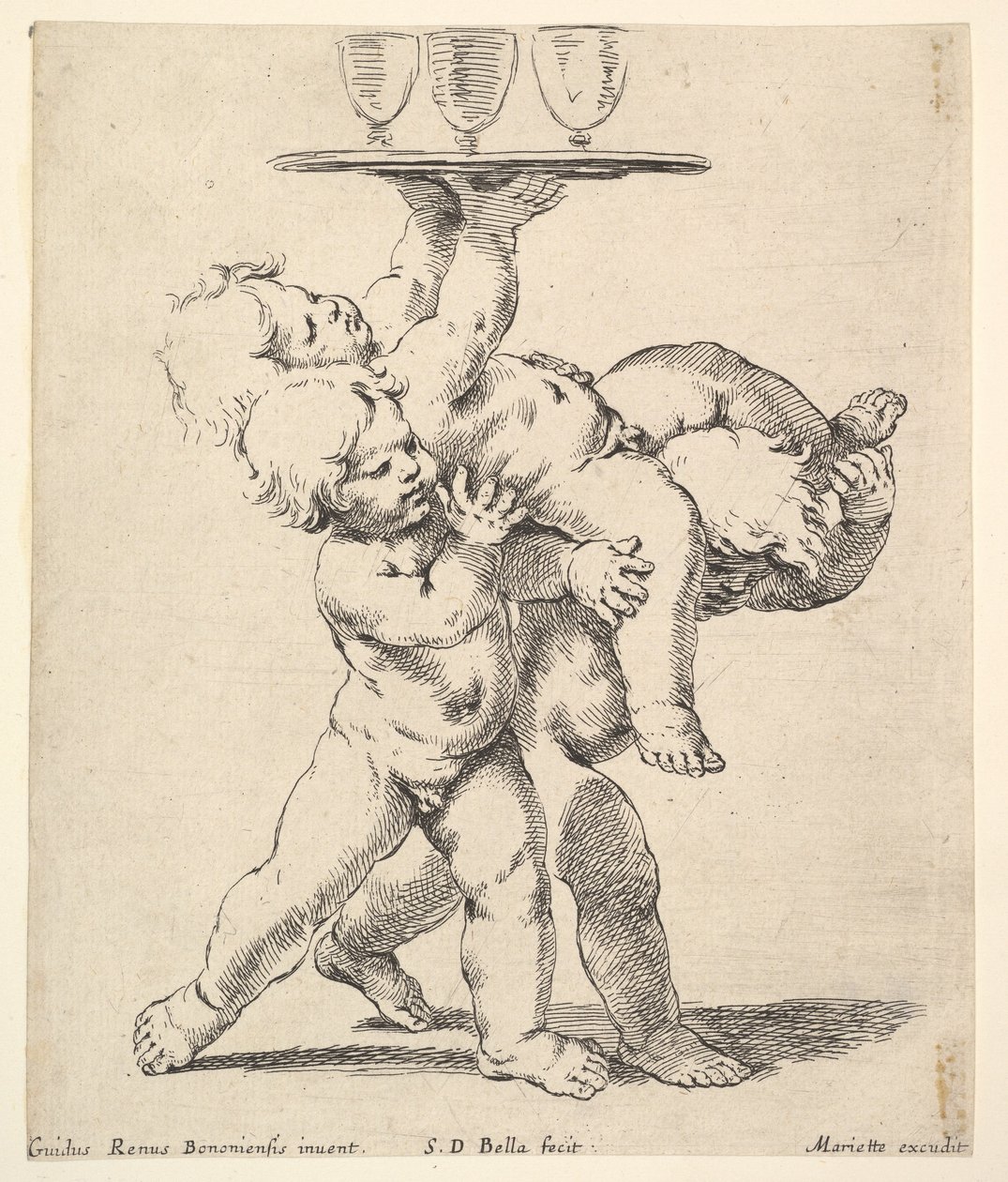 Tre barn bär en bricka, ca. 1638. av Stefano della Bella