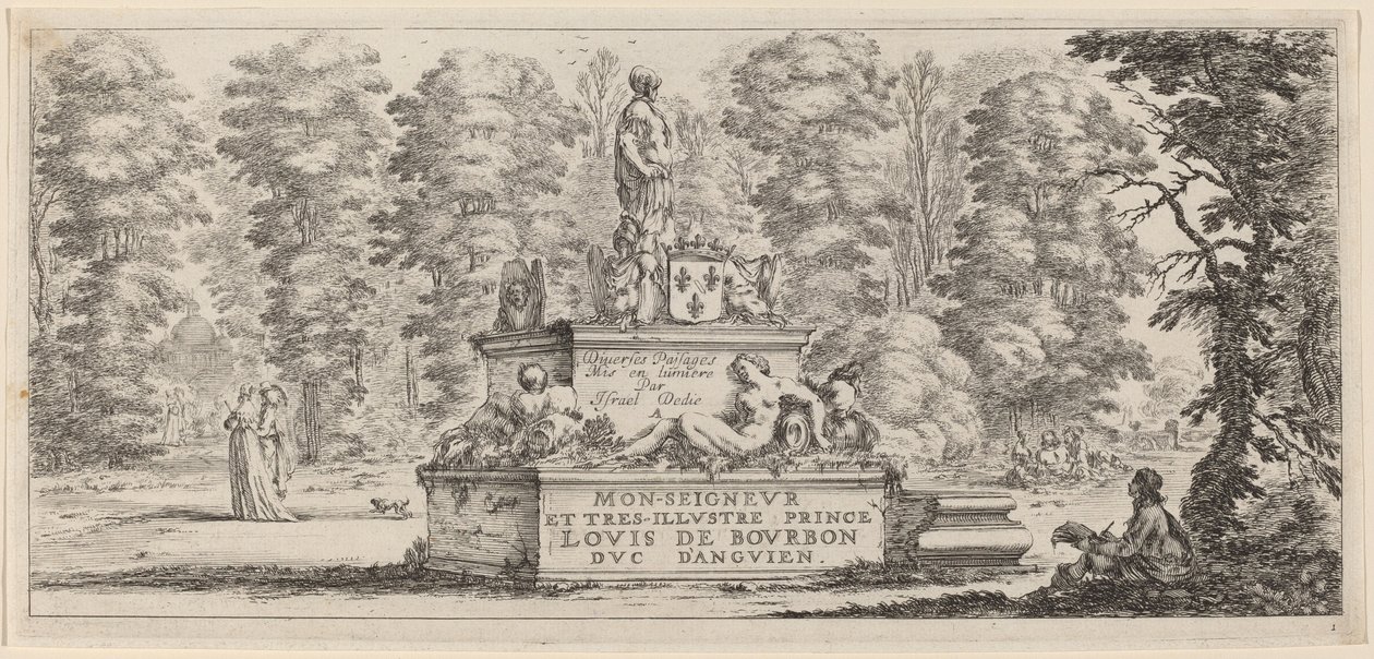 Titelsida för Divers paysages, i eller före 1647. av Stefano della Bella
