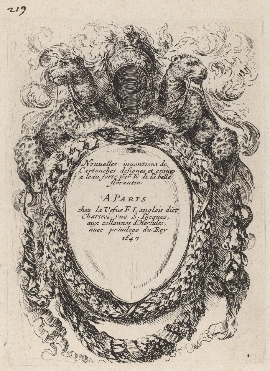Titelsida för nya uppfinningar av patroner, 1647. av Stefano della Bella