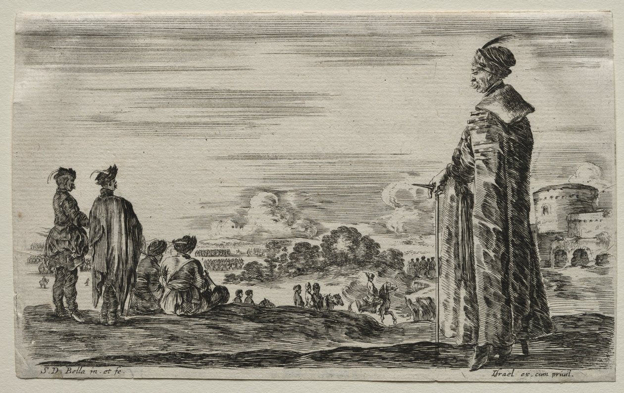 Olika figurer och landskap: A Group of Polish Gentlemen, 1649. av Stefano della Bella