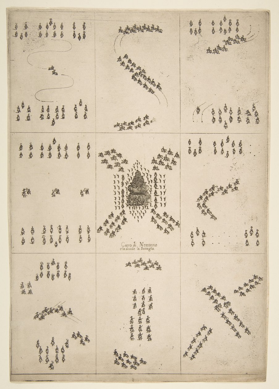 Diverse figurer av hästbalett, 1652. av Stefano della Bella