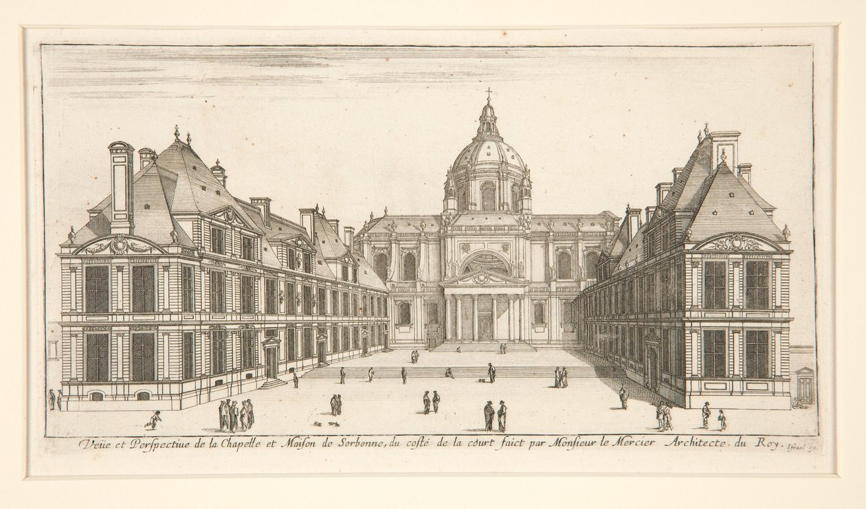 Utsikt och perspektiv över kapellet och Sorbonne-huset av Stefano della Bella