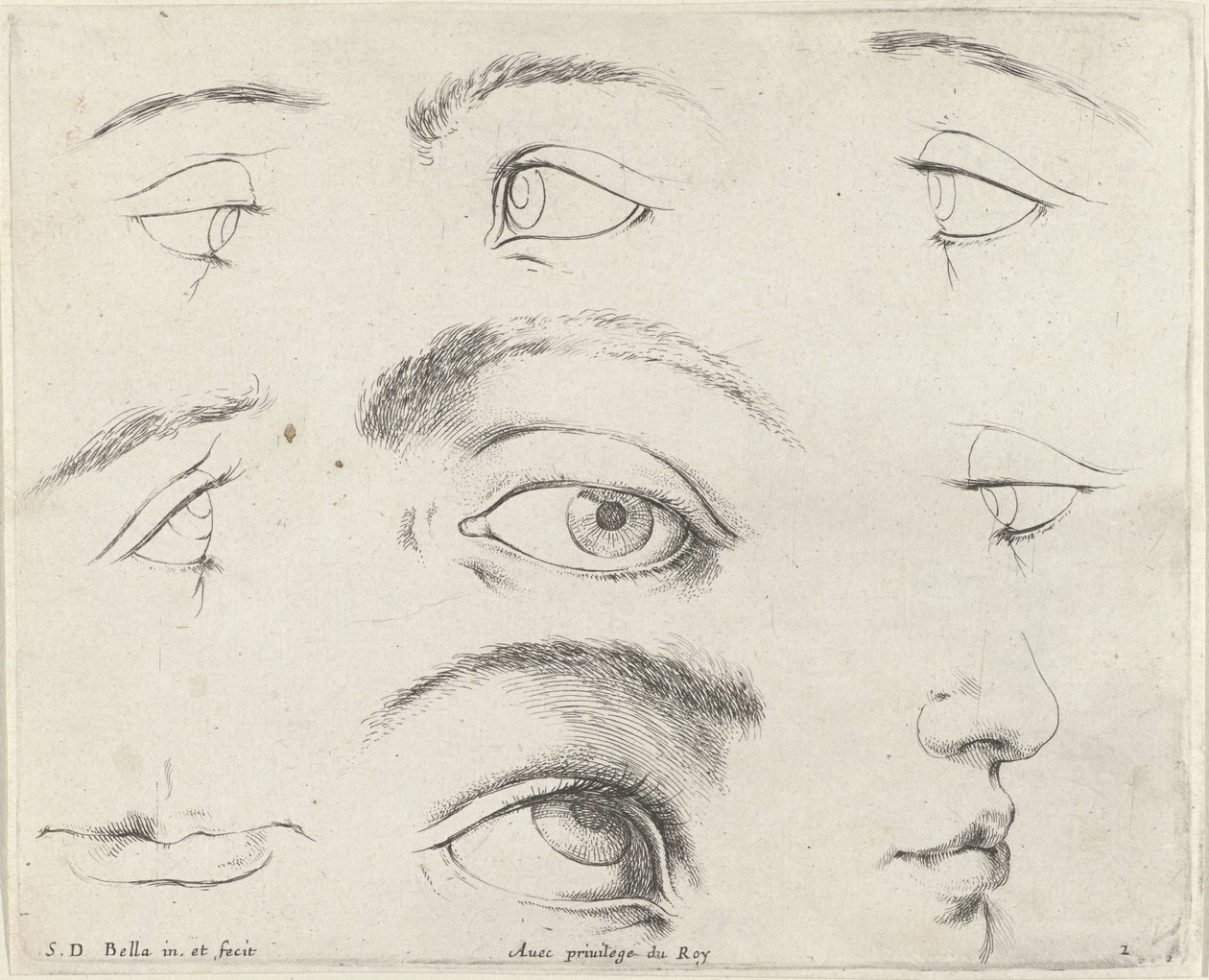 Sju ögon, två munnar och en näsa The Principles of Drawing (serietitel) I principii del disegno (serietitel) av Stefano della Bella