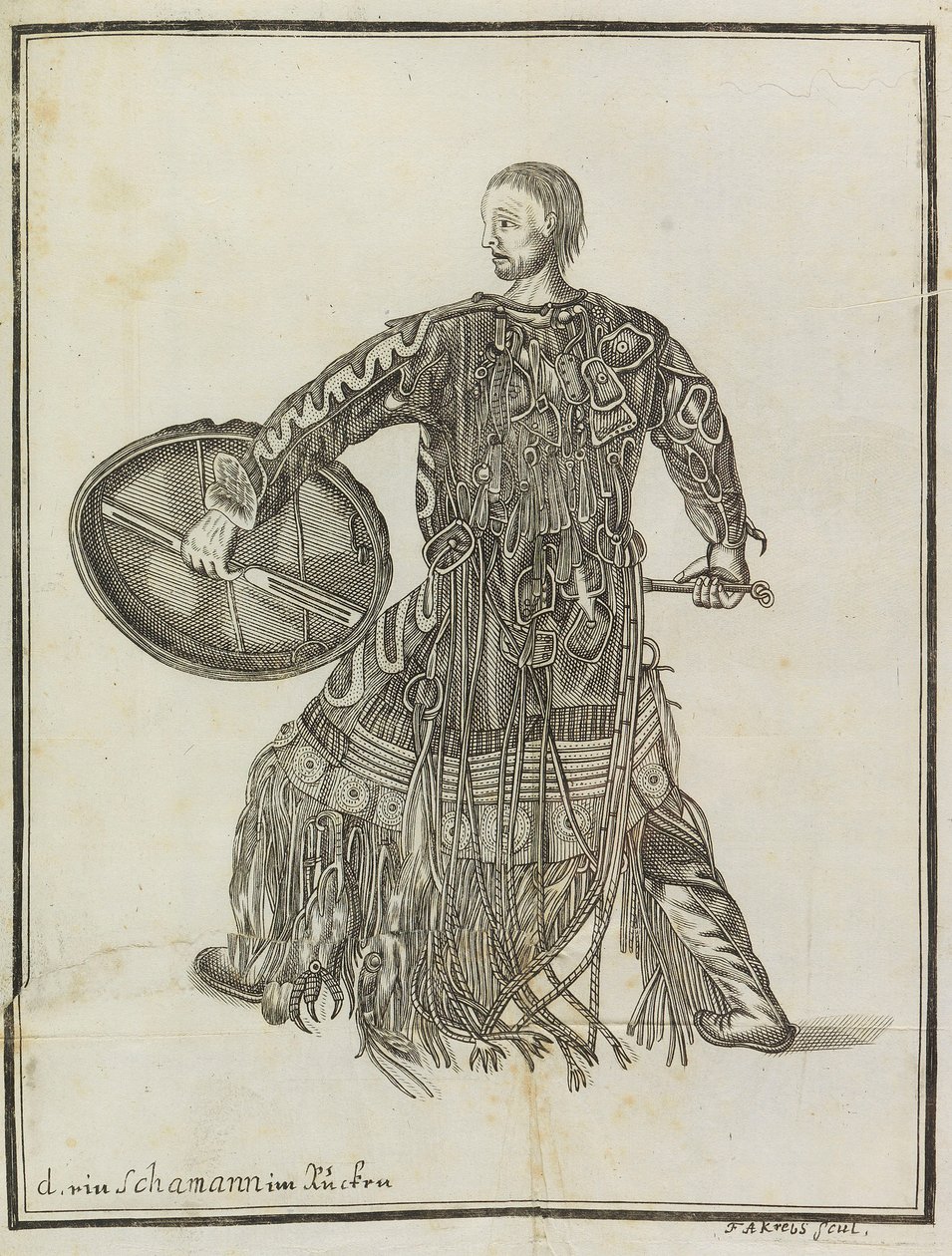 En shaman. Från Beskrivning av landet Kamchatka, ca. 1750. av Steller