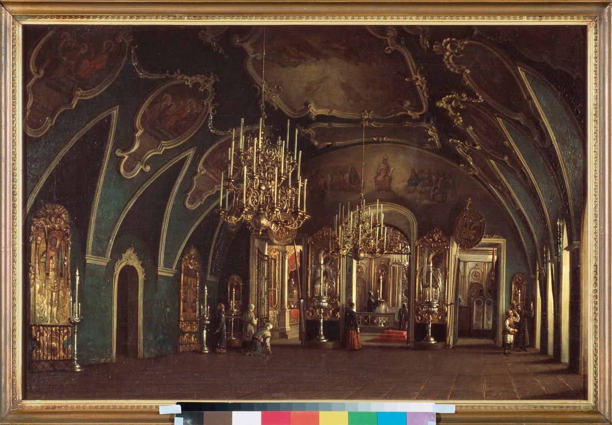 I St Alexius-kyrkan i Chudov-klostret i Moskva Kreml - Målning av Stepan Mikhailovich Shukhvostov (1821-1908), olja på duk av Stepan Mikhailovich Shukhvostov