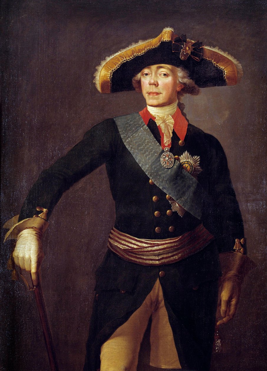 Porträtt av Paul I (1754-1801) Rysslands kejsare Målning av Stepan Semenovich Shchukin (1738-1828) Sankt Petersburg från 1800-talet, Peterhofs slott av Stepan Semenovich Shchukin