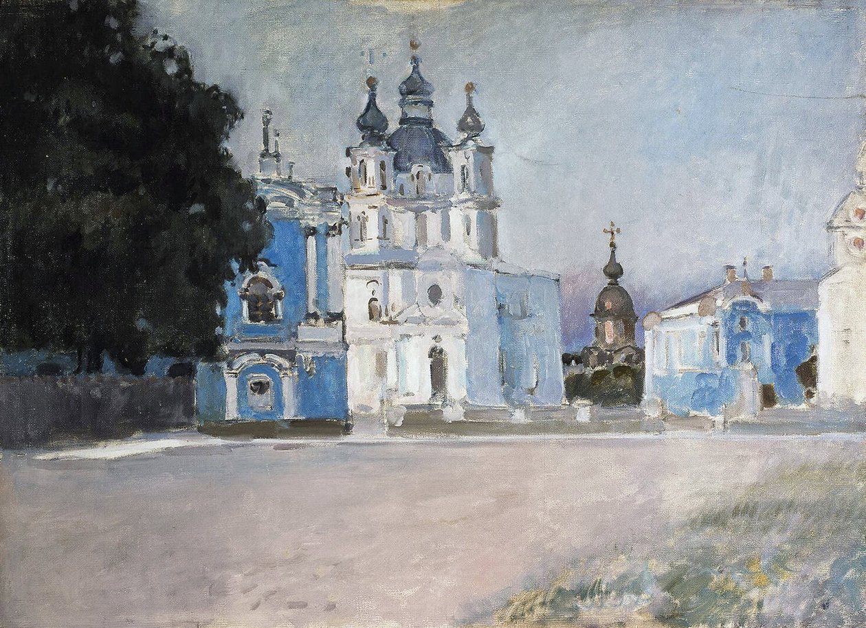 Le couvent Smolny a Saint Petersburg (Smolny-klostret i Sankt Petersburg) - Målning av Stepan Petrovich Yaremich (1869-1938/1939) - Olja på duk, tidigt 1900-tal, rysk konst, tidigt 1900-tal - Statens Eremitage, Sankt Petersburg av Stepan Yaremich