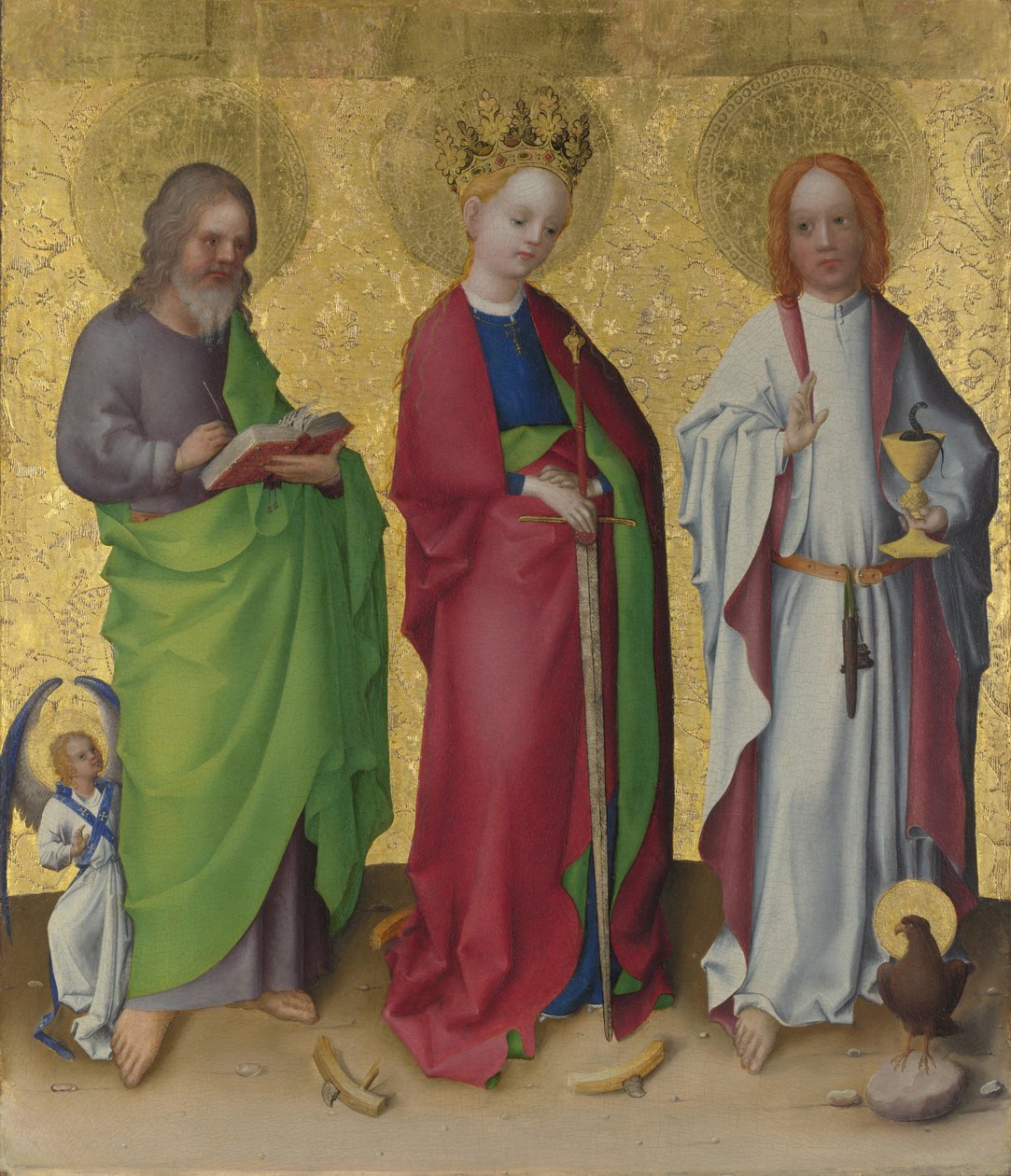 De heliga Matteus, Katarina av Alexandria och evangelisten Johannes, ca. 1450 av Stephan Lochner