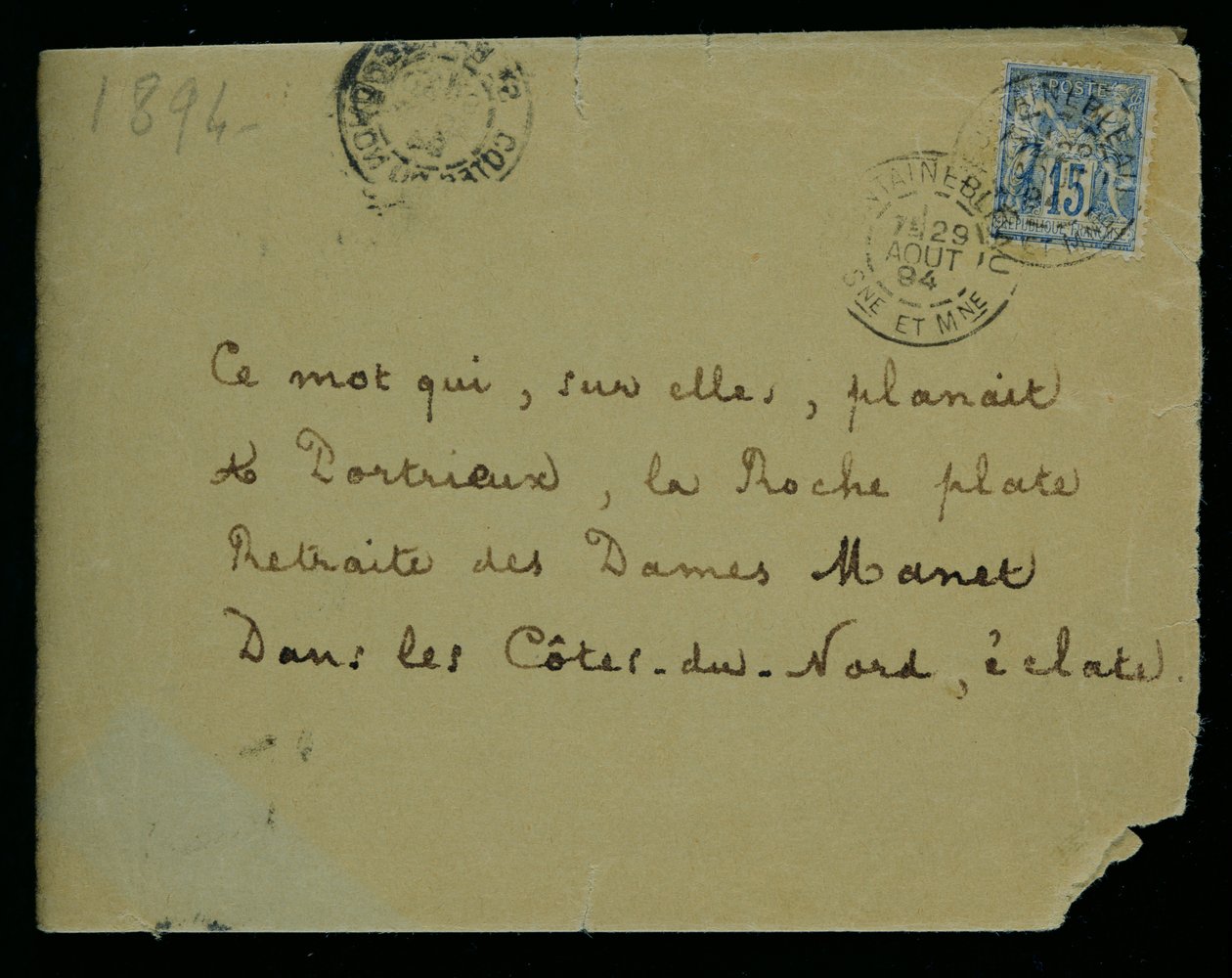 Kuvert till ett brev till Berthe Morisot (1841-95) 1894 av Stephane Mallarme