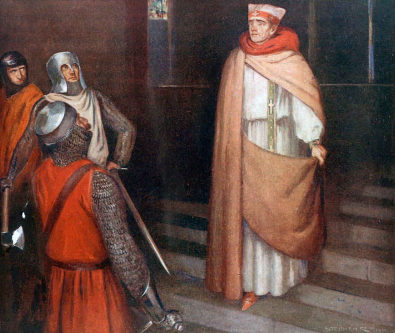 Sankt Thomas martyrskap (färglitografi) av Stephen (after) Reid