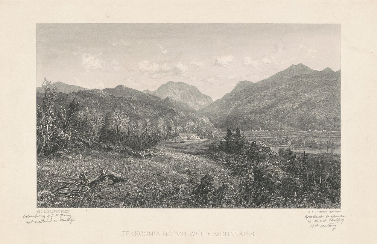 Franconia Notch, Vita bergen av Stephen Alonzo Schoff, after George L. Brown