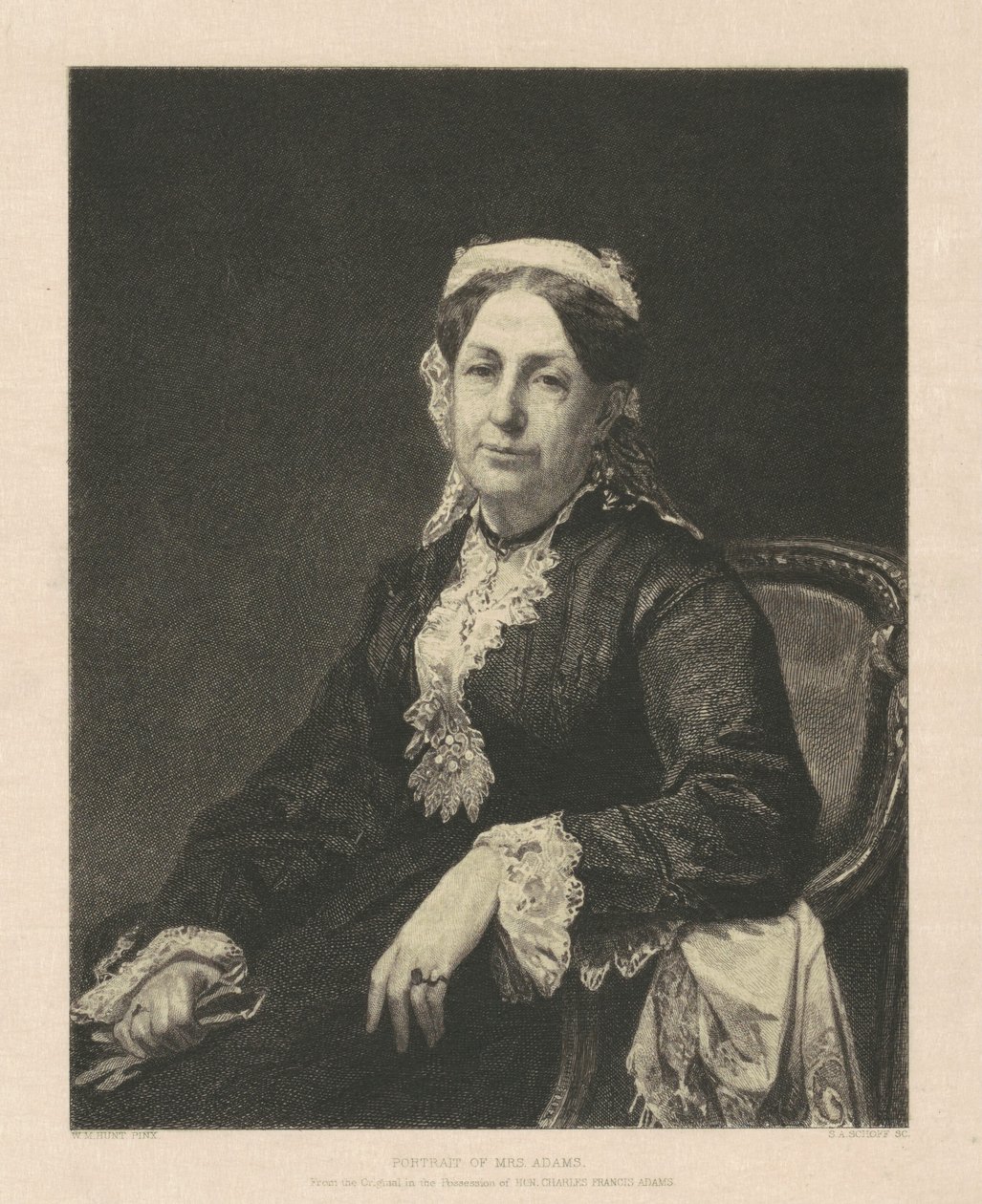 Porträtt av Mrs Adams av Stephen Alonzo Schoff, after William Morris Hunt