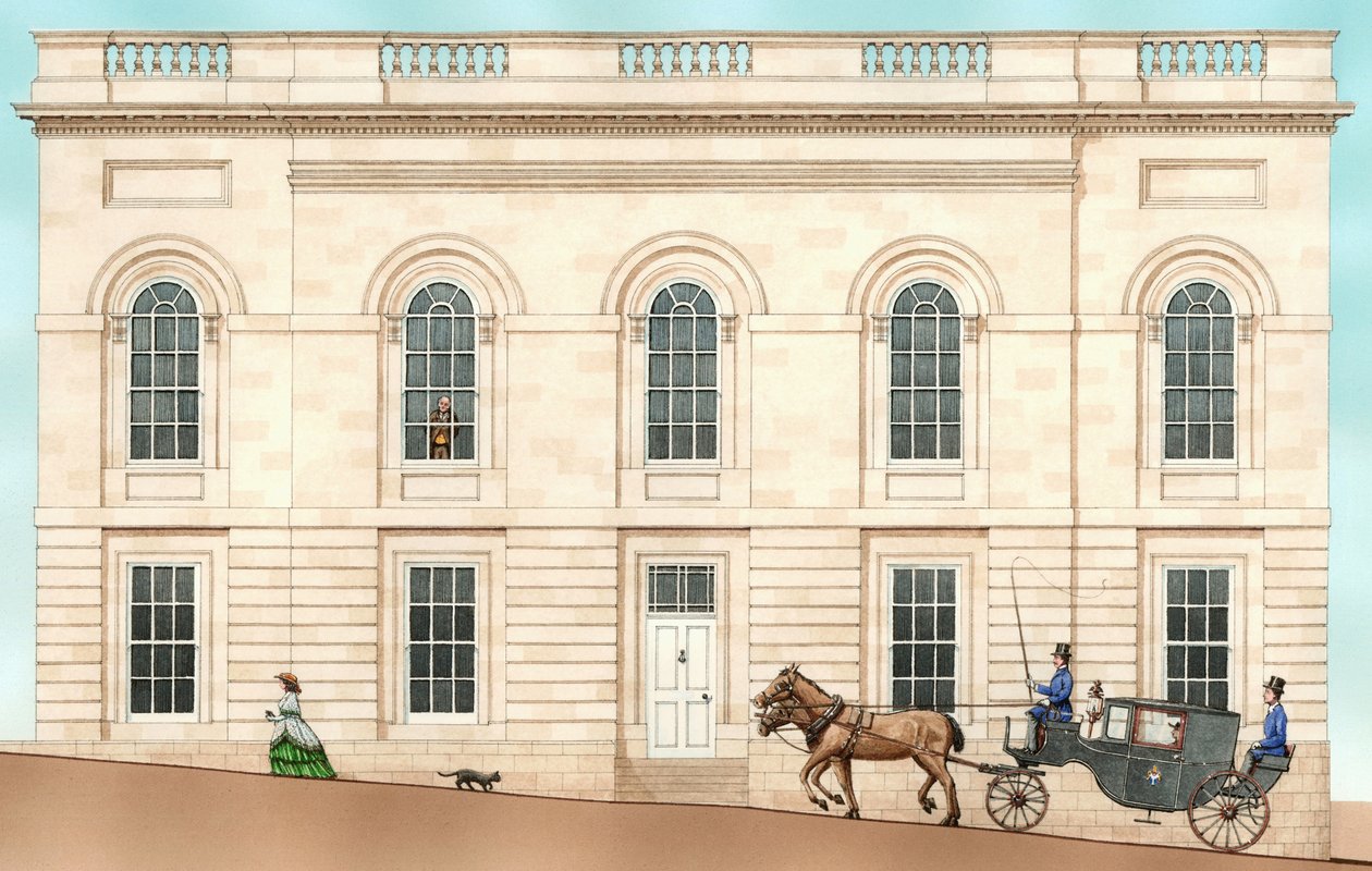 Armagh Robinson Library, Armagh, N. Ireland: exteriör 1852, 2001 (tusch och akvarell) av Stephen Conlin