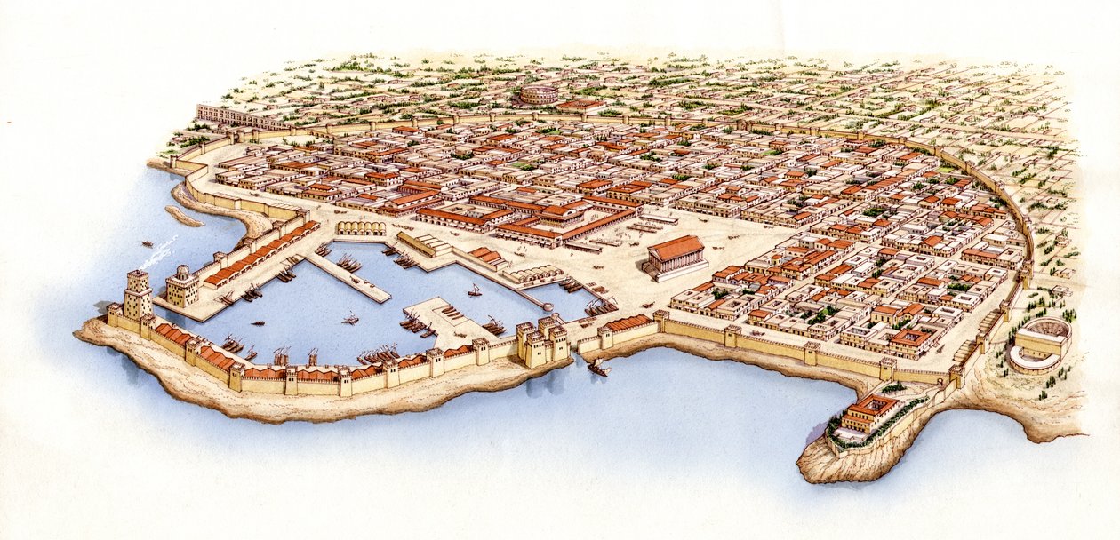 Caesarea, Palestina, ca -13-70 (tusch och akvarell) av Stephen Conlin