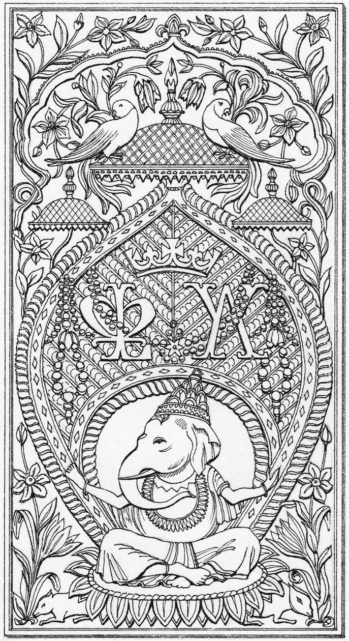Indian Panel, Bagshot Park, Surrey, ca 1880-2023 (tecknad 1997) (tusch) av Stephen Conlin