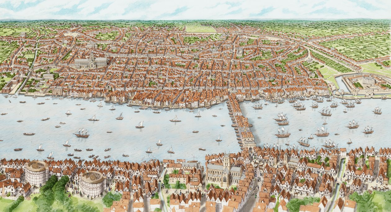 Det jakobinska London (barn), ca 1603-1625 (tusch och akvarell) av Stephen Conlin