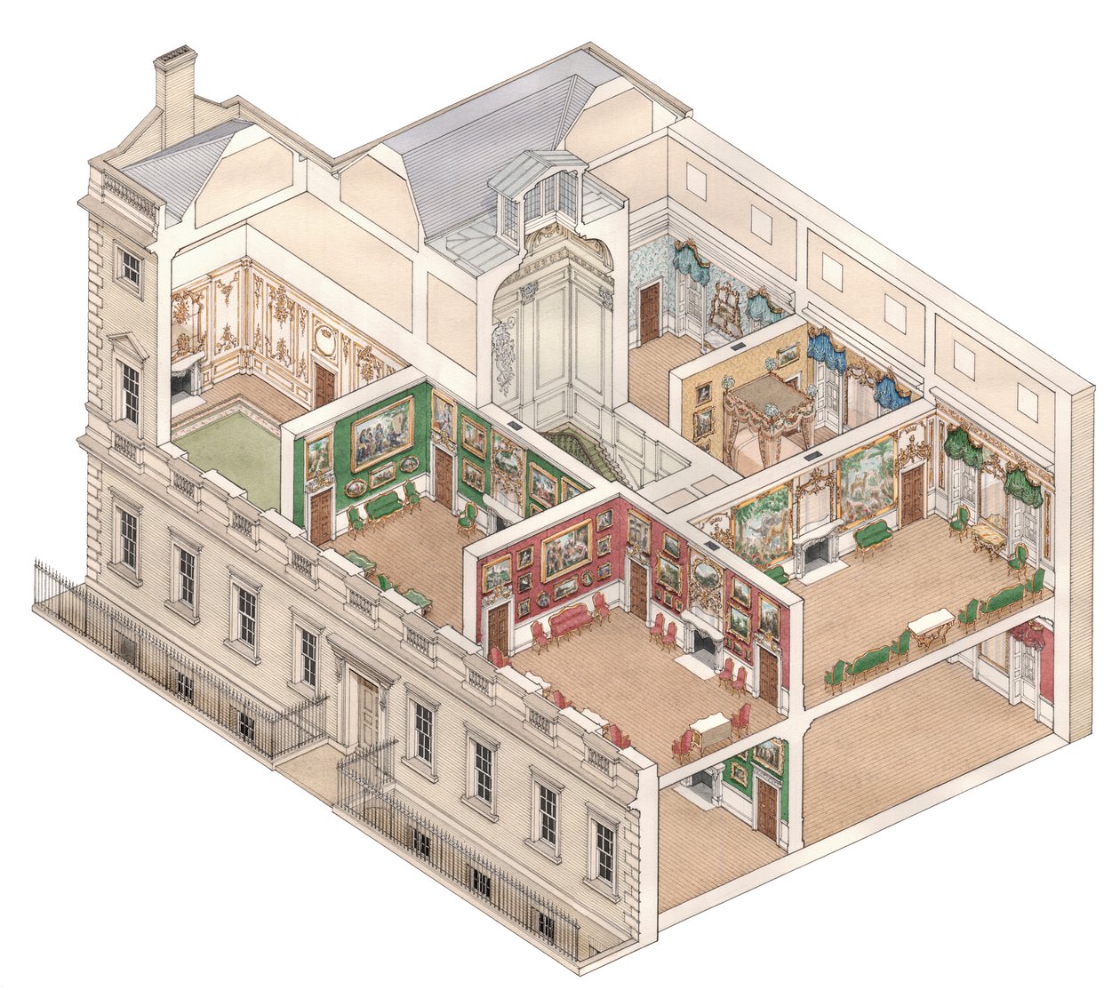Norfolk House, London, ca 1890-1914 (tusch och akvarell) av Stephen Conlin