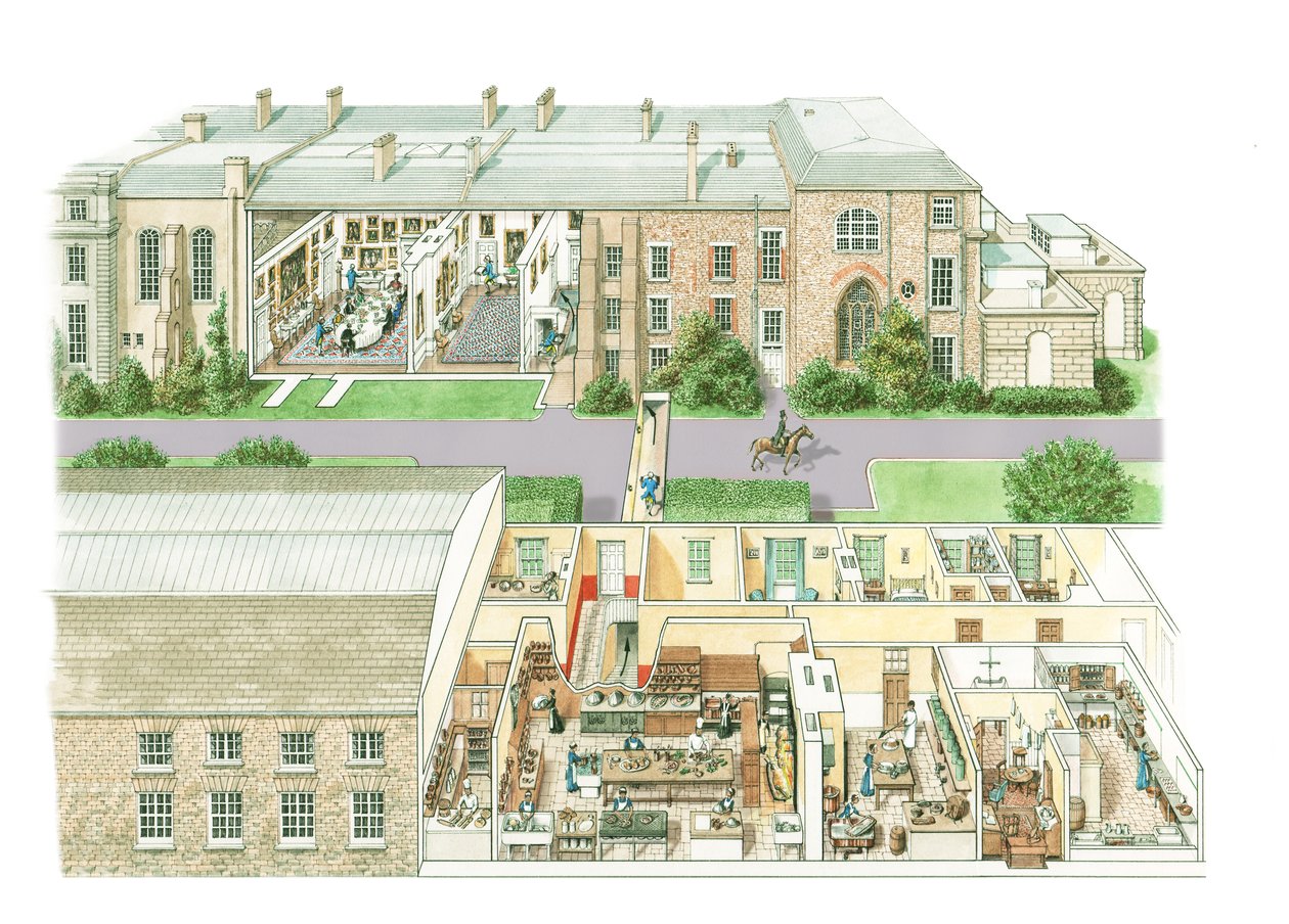 Petworth House, ca 1890-1914 (bläck och akvarell på papper) av Stephen Conlin
