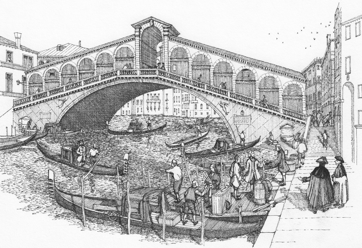 Rialtobron, Venedig på 1700-talet av Stephen Conlin