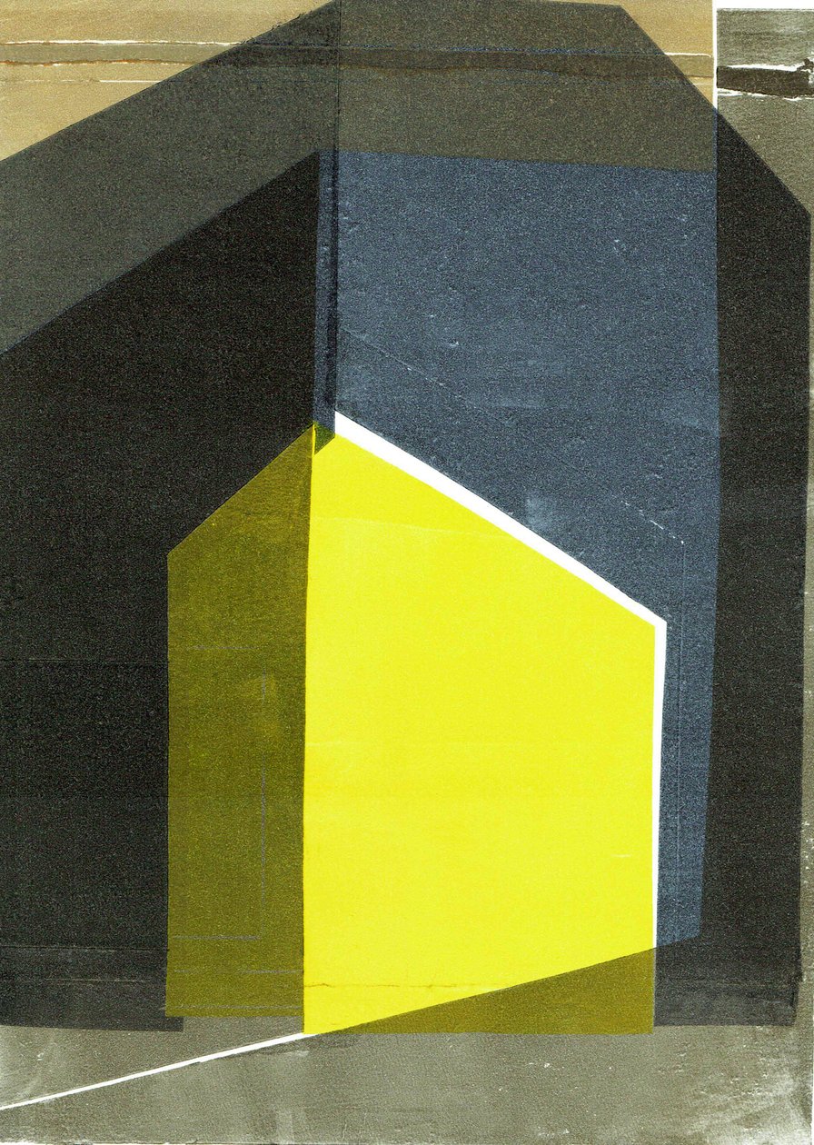 Oblique V, 2020, monoprint på papper av Stephen Dow