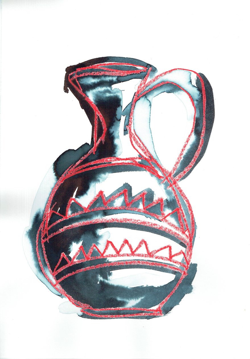 Vessel V, 2016 (oljepastell  textilfärg på papper) av Stephen Dow