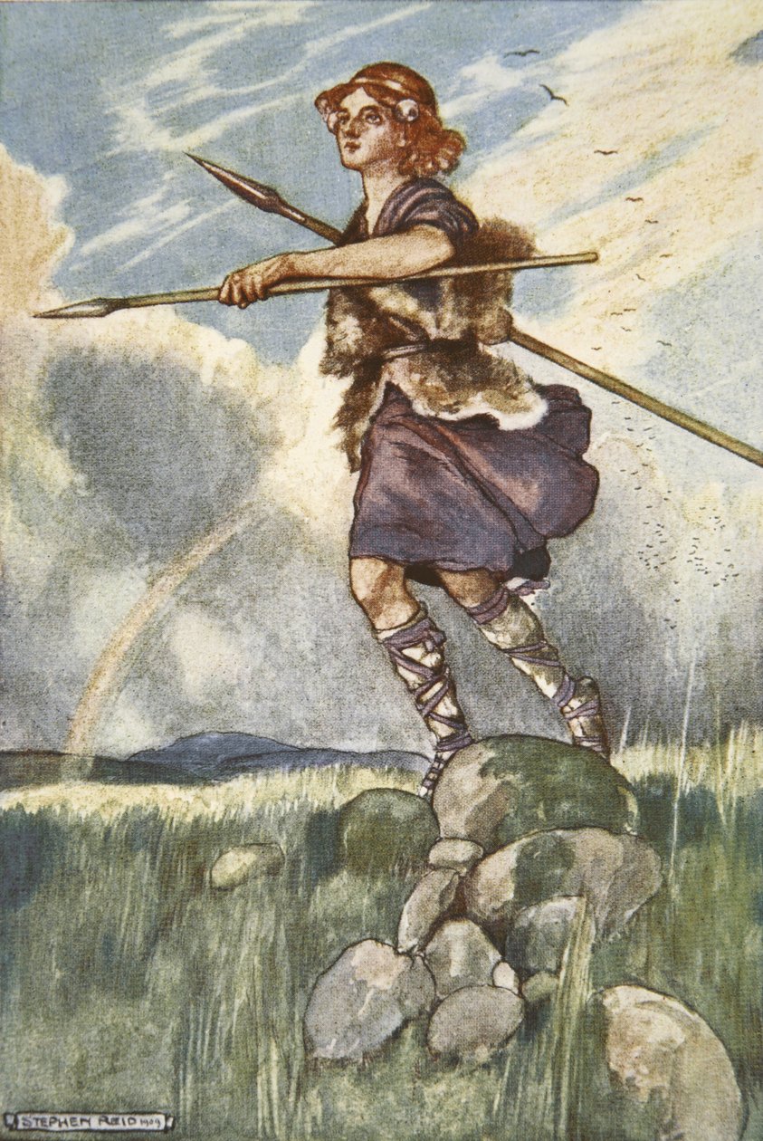 Cuchulain ger sig ut för Emain Macha, illustration från "Cuchulain, The Hound of Ulster", av Eleanor Hull (1860-1935) av Stephen Reid