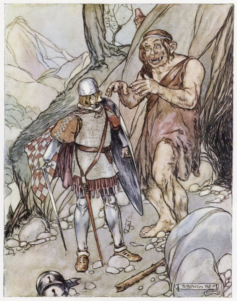 Illustration för Siegfried the Dragon-Slayer (färg litho) av Stephen Reid