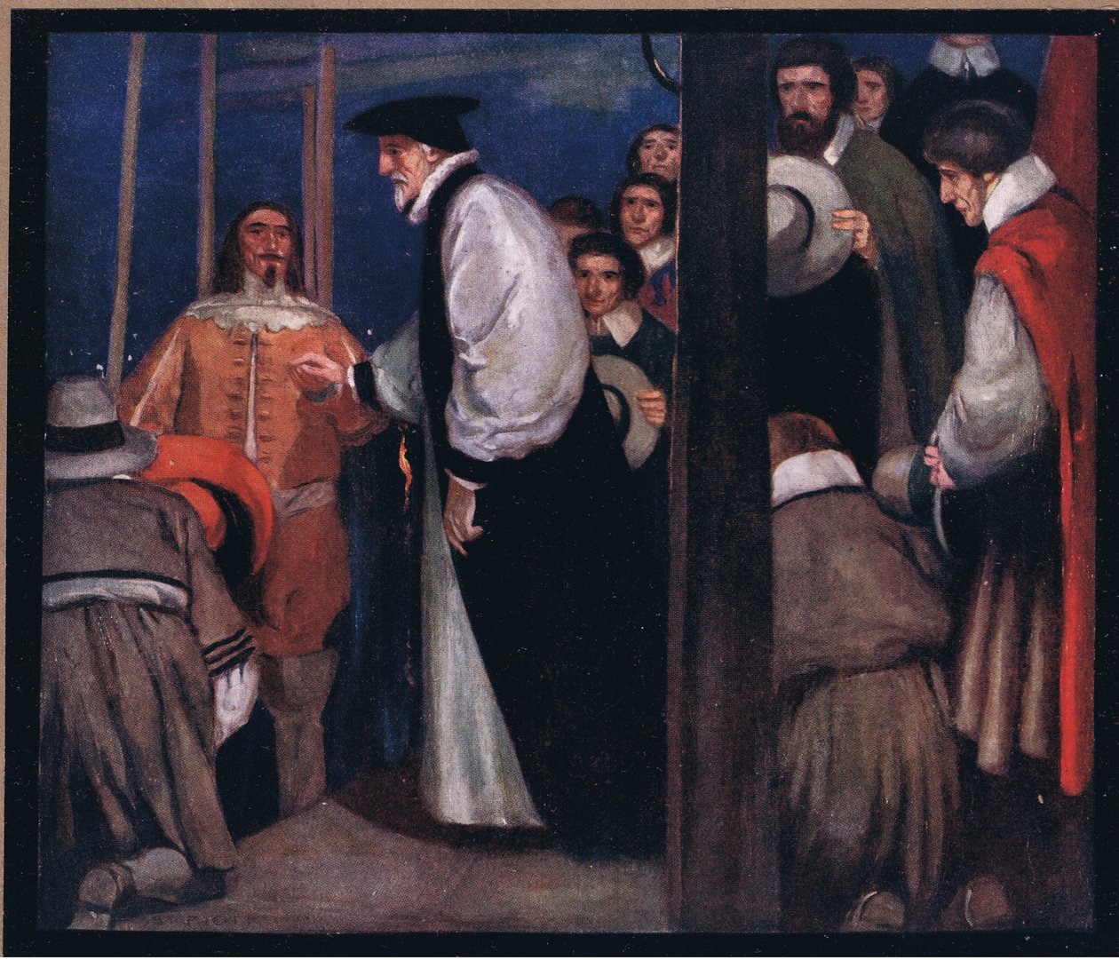 Laud in i pråmen vid Lambeth för att gå till Tower (färg litho) av Stephen Reid