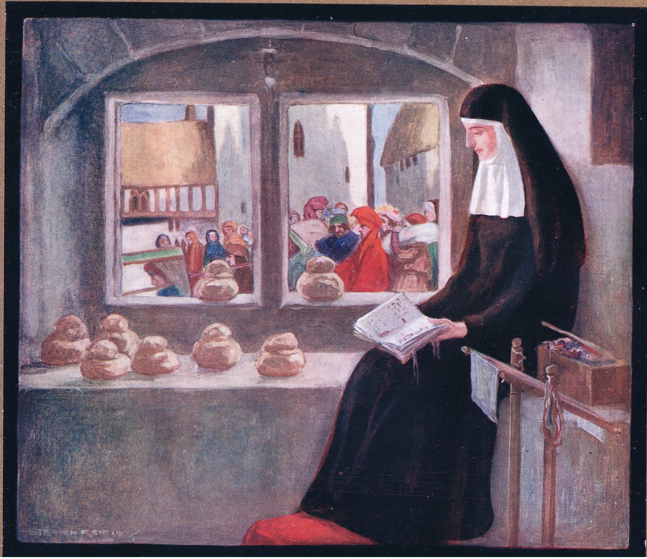 Moder Julian (färg litho) av Stephen Reid