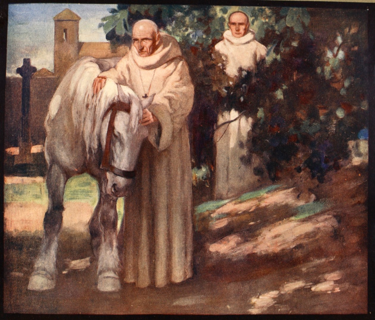 Sanktt Columba, illustration från "den mäktiga armén" av Winifred M. Letts, pub. 1912 (lito i färg) av Stephen Reid