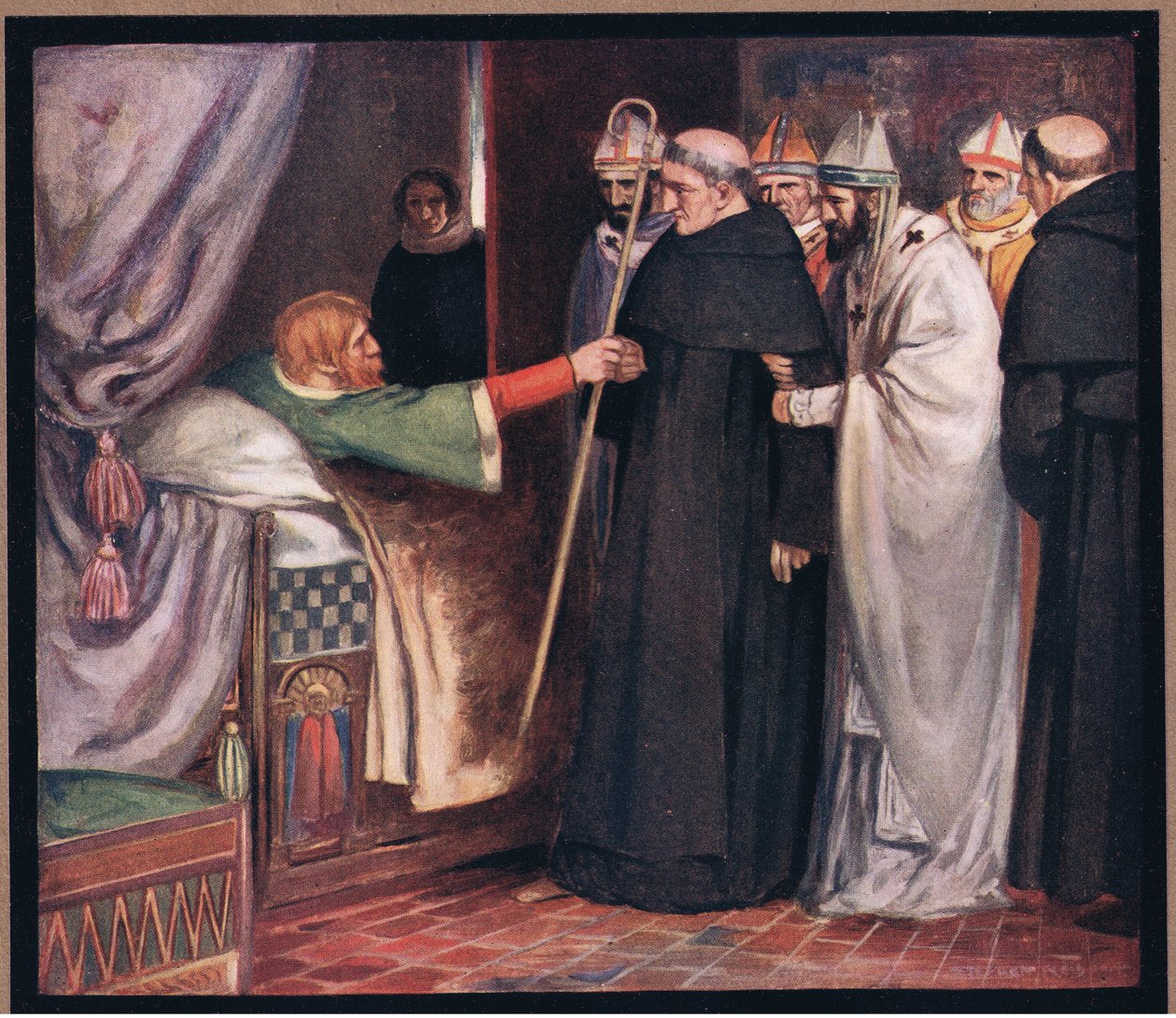 St Anselm vägrar ärkebiskopsrådet (färg litho) av Stephen Reid