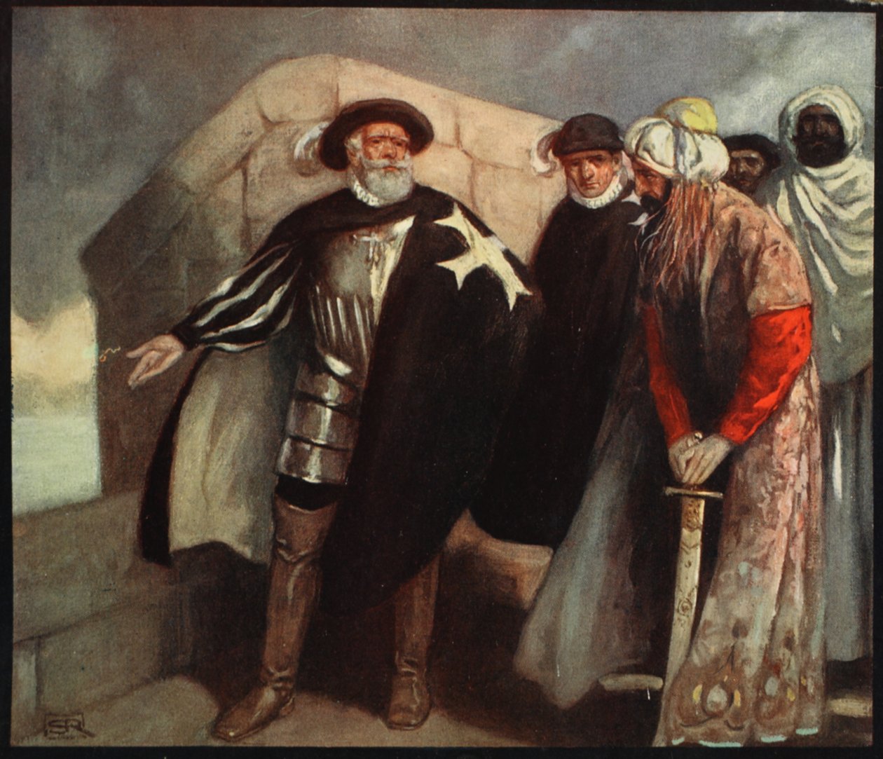The White Cross Knights in the Fort of Saint Angelo, illustration från 