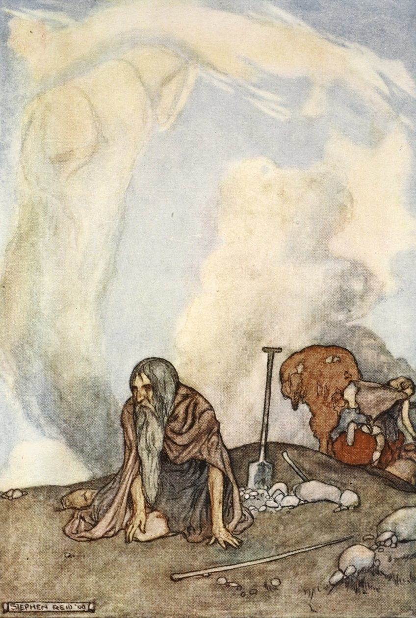 Den vita hästen hade försvunnit ur deras ögon som en dimkrans, illustration från 