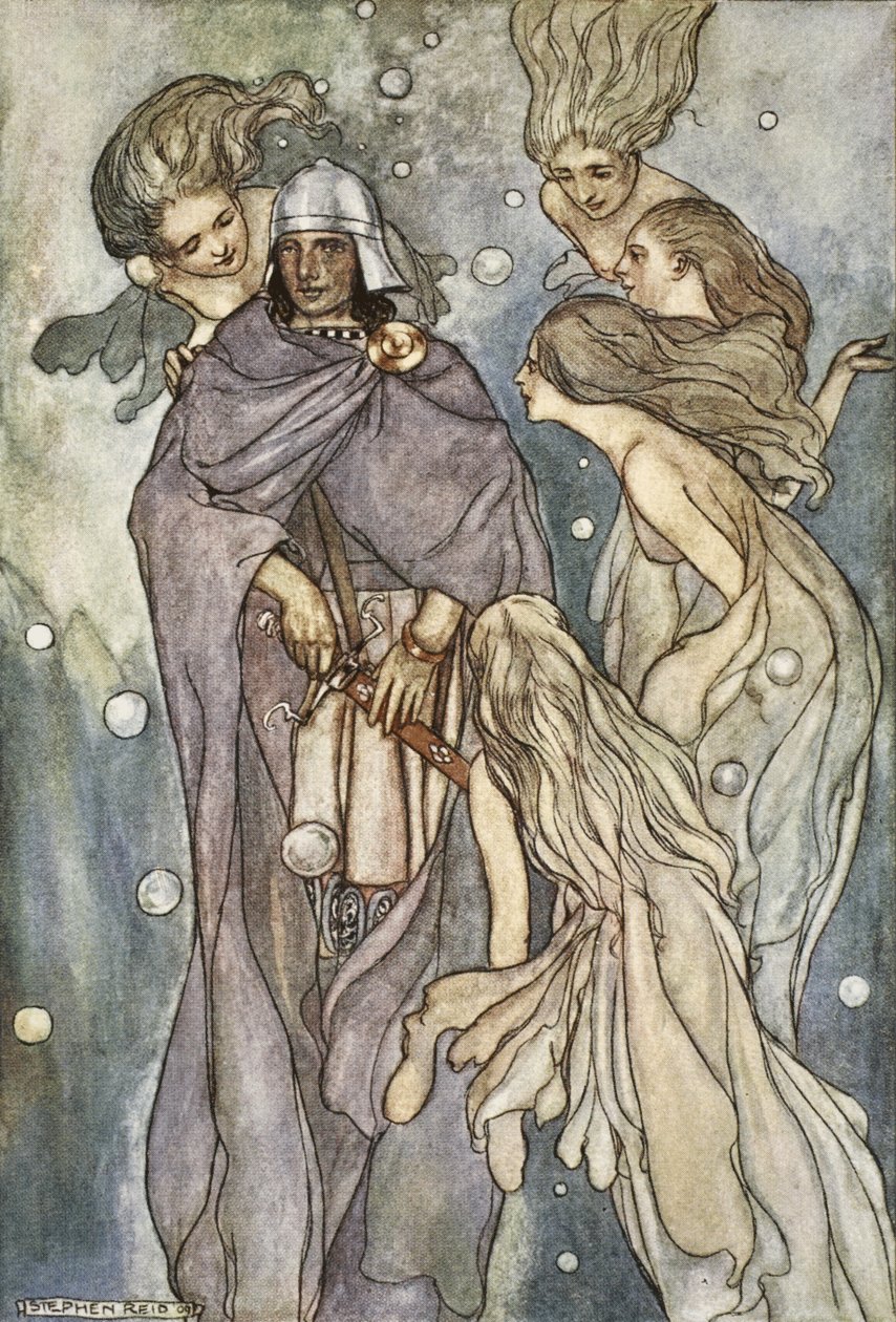 Där bodde de rödhåriga havsnymferna, illustration från 