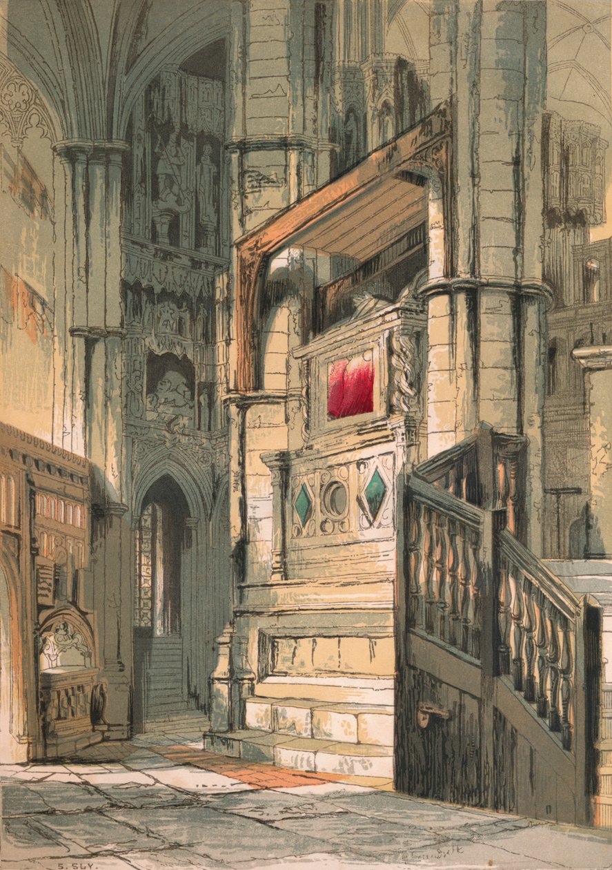 Westminster Abbey. Körens södra gång, 1845 av Stephen Sly