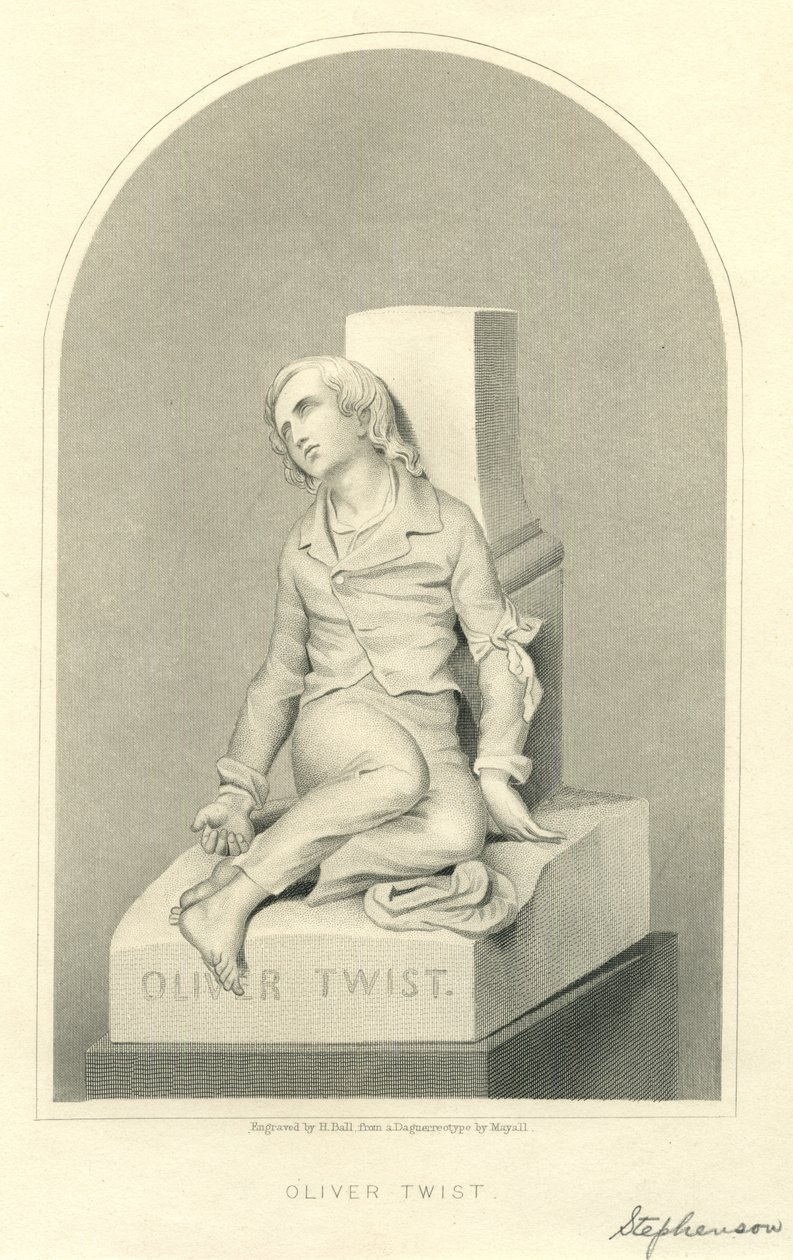 Oliver Twist-skulptur (gravyr) av Stephenson (after)