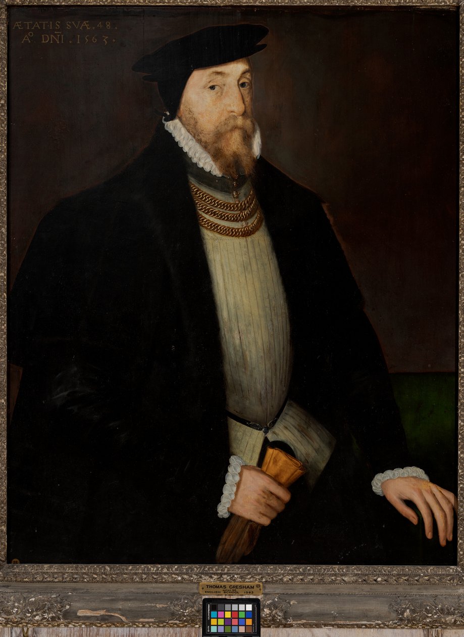 Sir Thomas Gresham (ca 1518-1579), ca 1518-79 (olja på panel) av Steven van der (attr. to) Meulen
