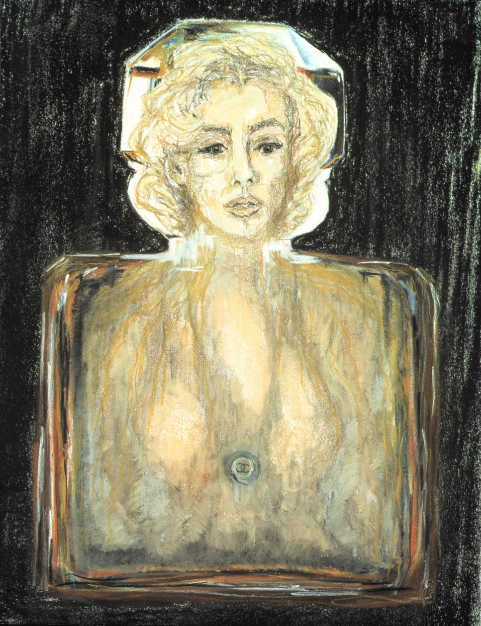 Marilyn i Chanel, 1996 (pastell, penna och kol på papper) av Stevie Taylor