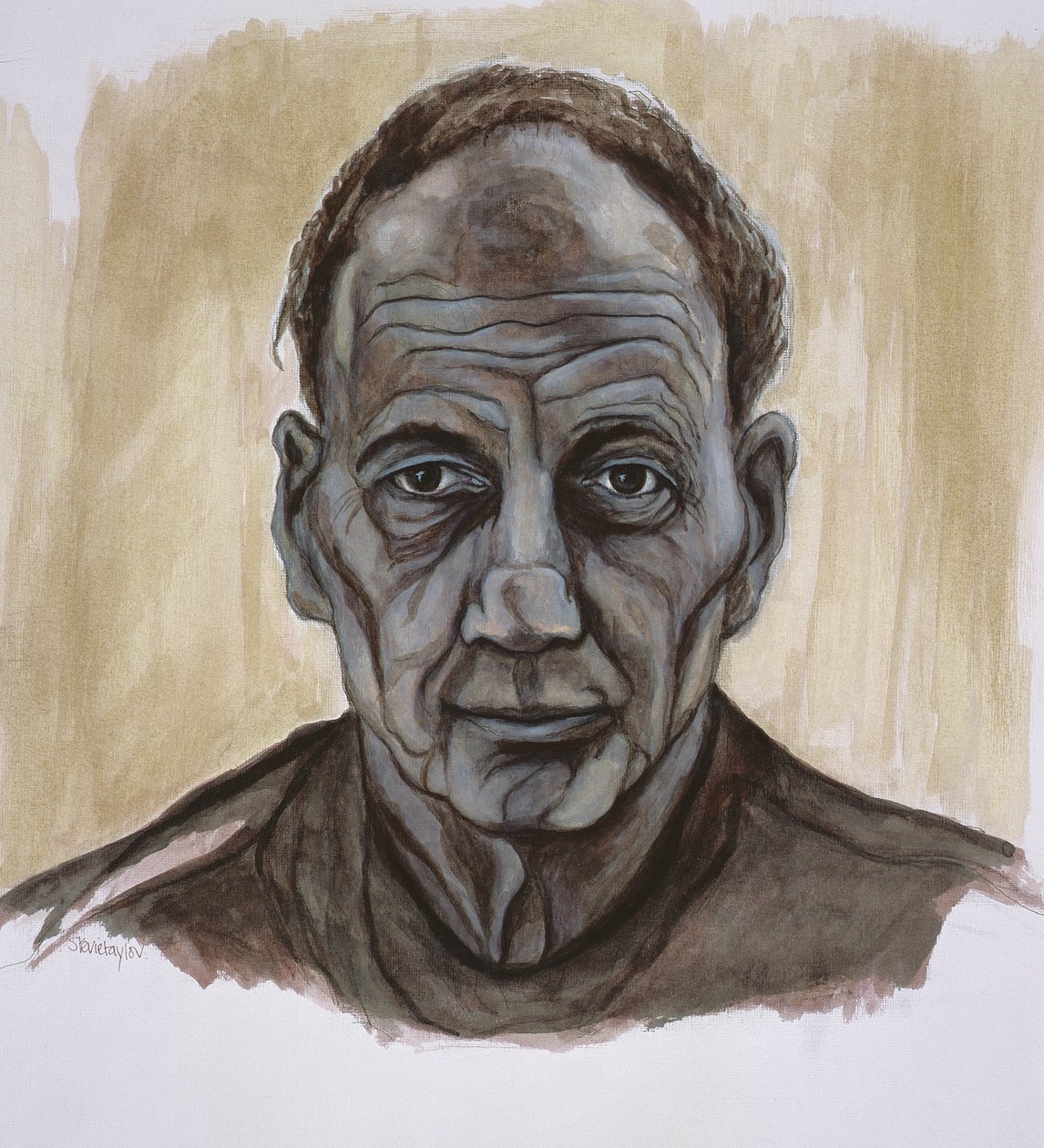 Porträtt av Frank Auerbach, 2002 (indisk bläck & tvätt över penna och penna på papper) av Stevie Taylor