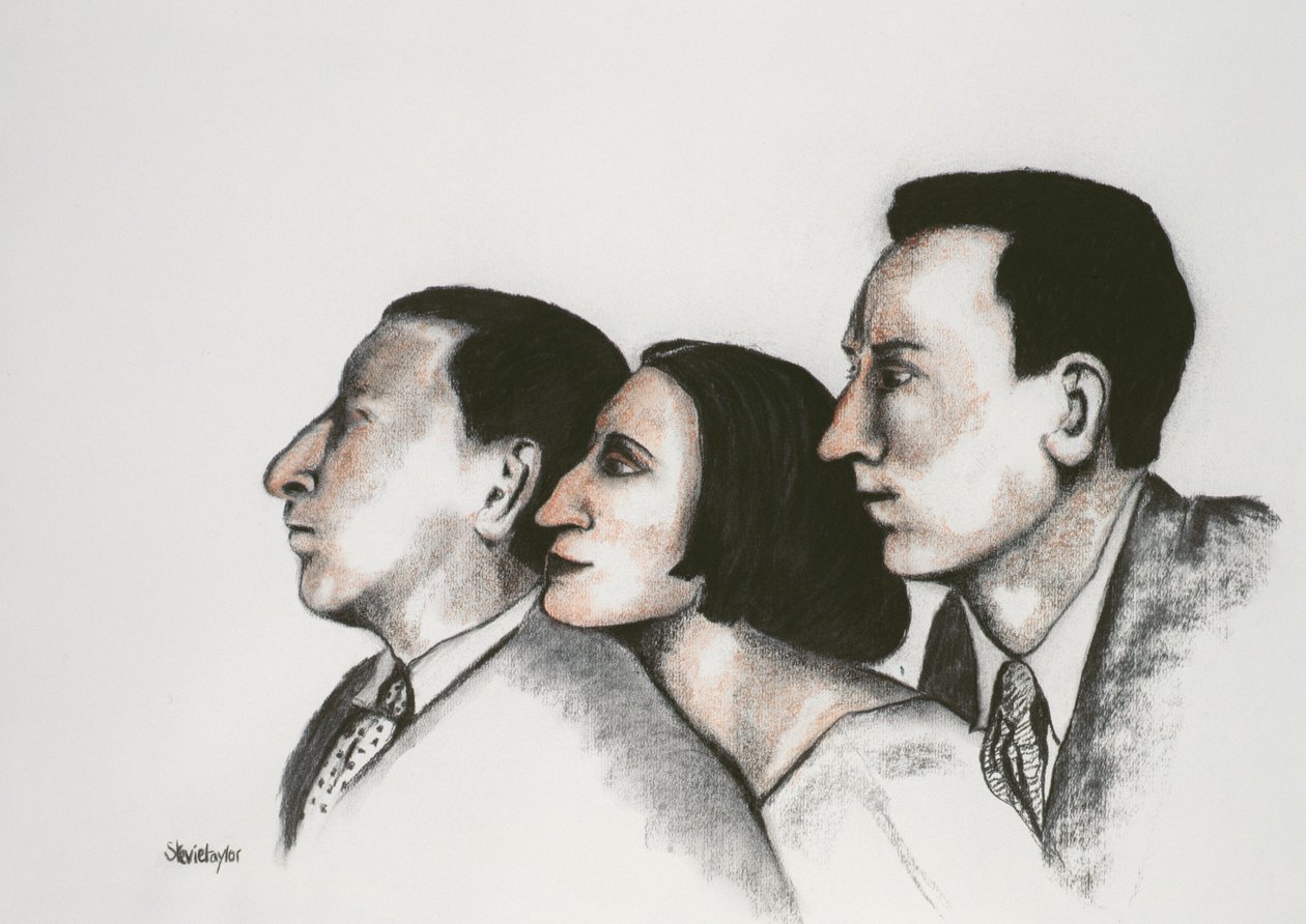 The Sitwells, 2000 (pastell och kol på papper) av Stevie Taylor