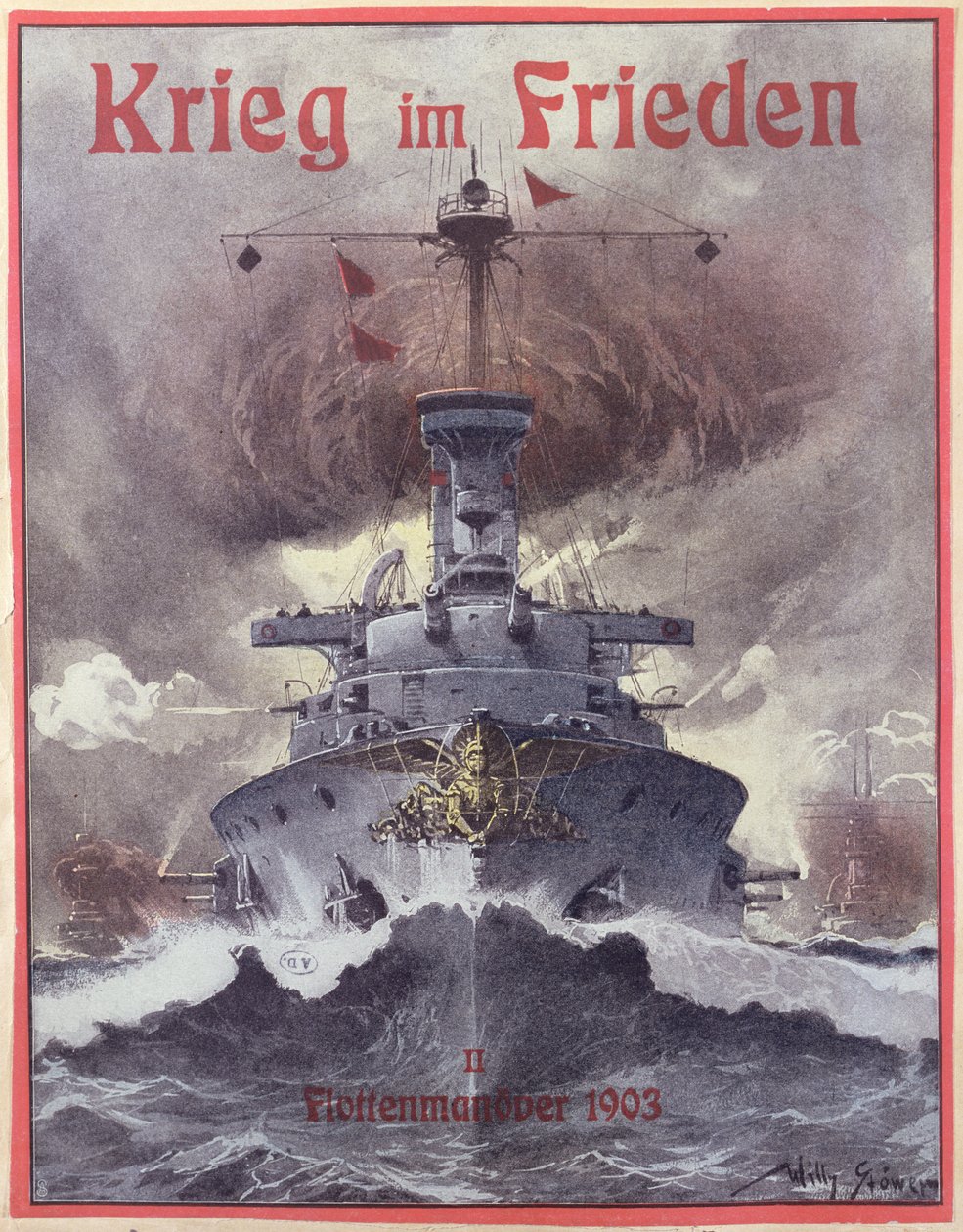 War in Peace time, affisch som hyllar de tyska sjömanövrarna 1903 av Stoewer Willy